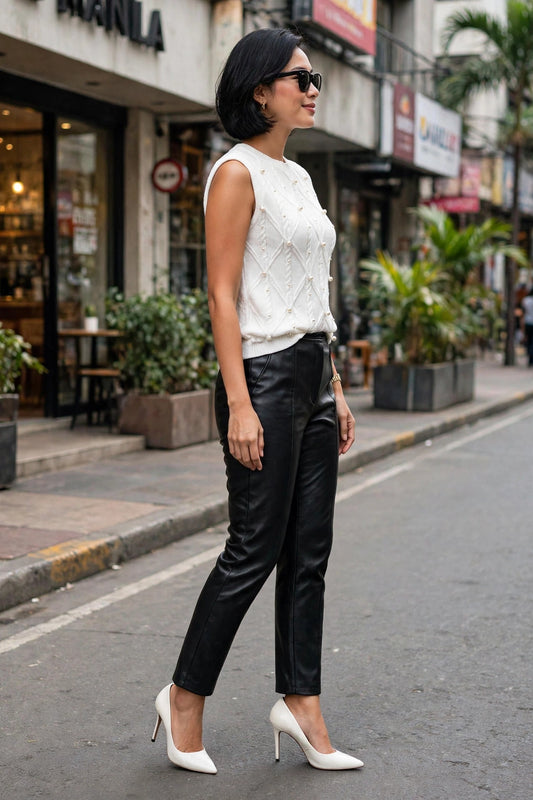 White Pearl Knit Sweater Vest