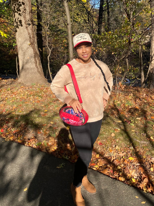 Football Shaped Clear Bag - Red