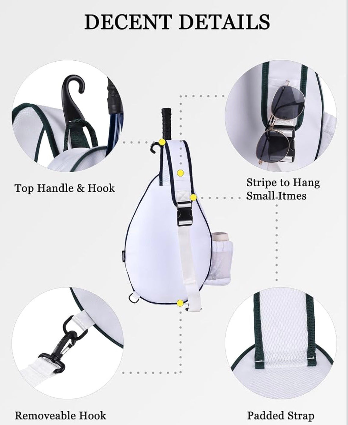 Tennis Racket Bag - Hamptons Tennis Club - White