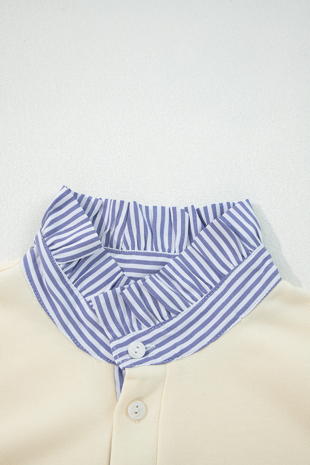 Light Yellow Striped Ruffle Collar Pullover