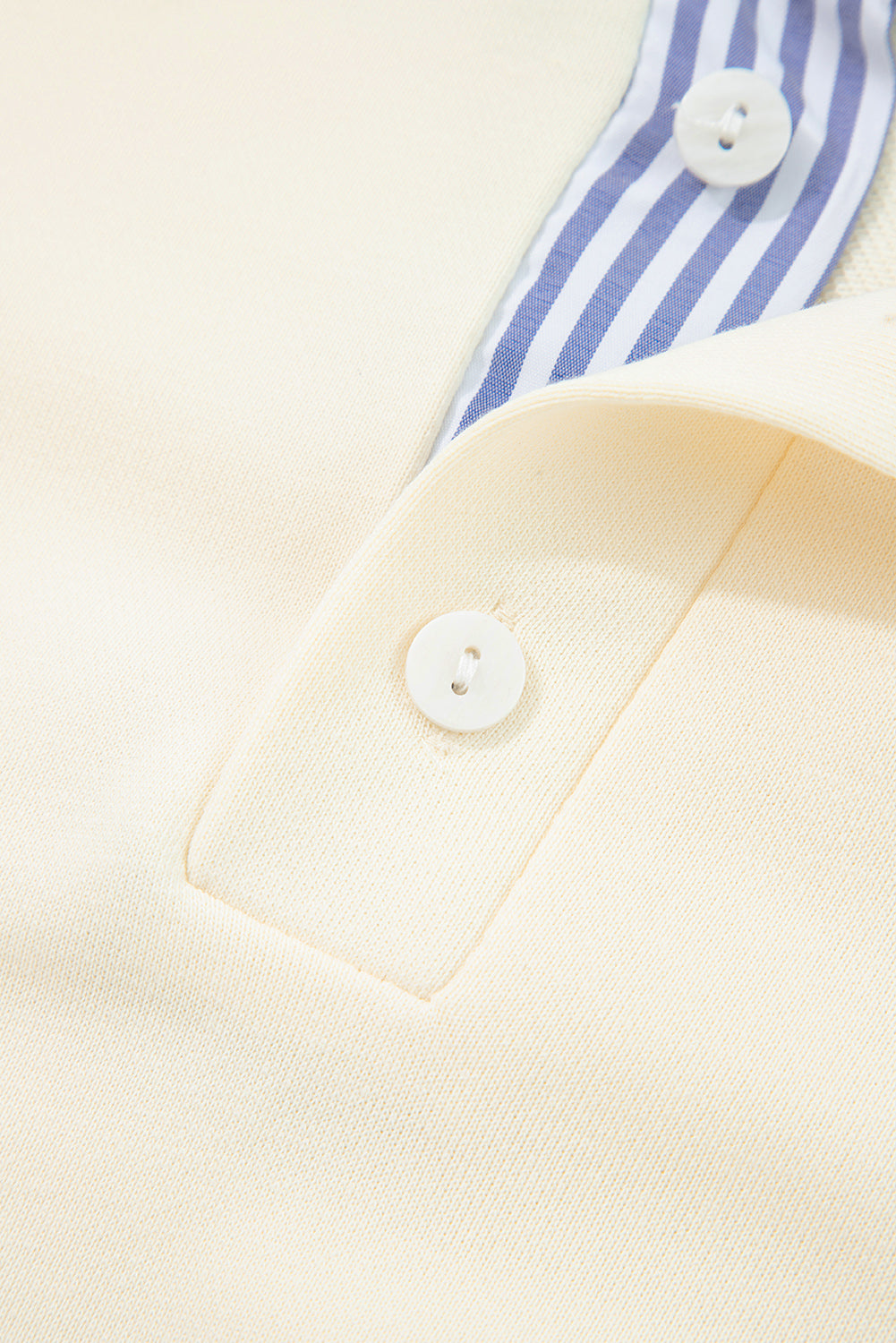Light Yellow Striped Ruffle Collar Pullover