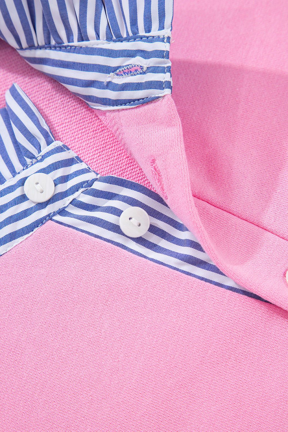 Rose Bonbon Striped Ruffle Collar Pullover