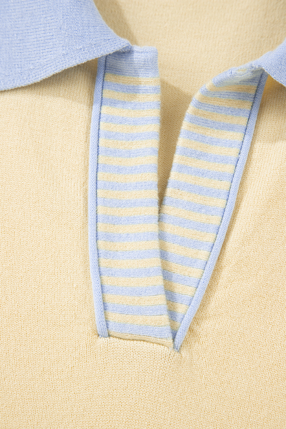 Limoncello Sky Blue Striped Patchwork Collar Sweater