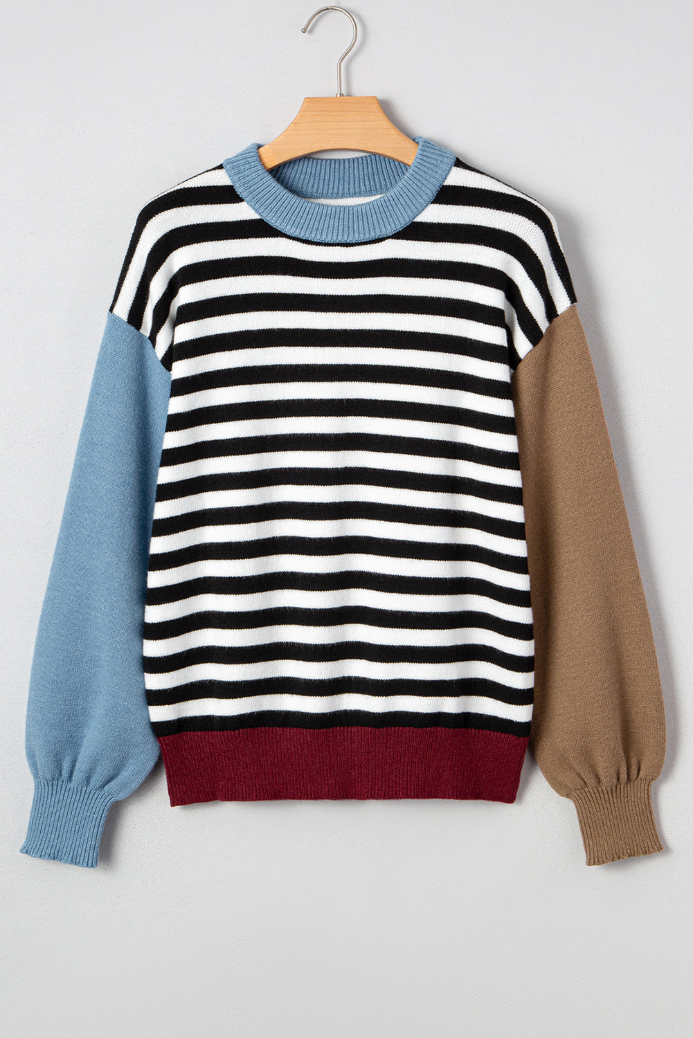 Black Striped Color Block Sweater