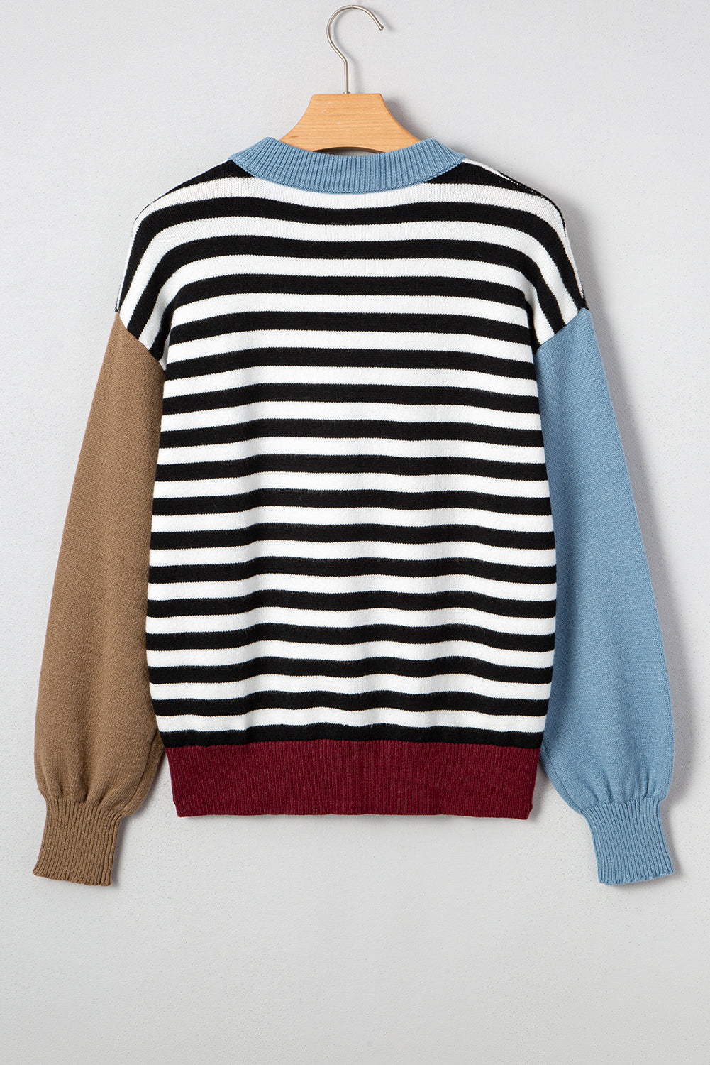 Black Striped Color Block Sweater
