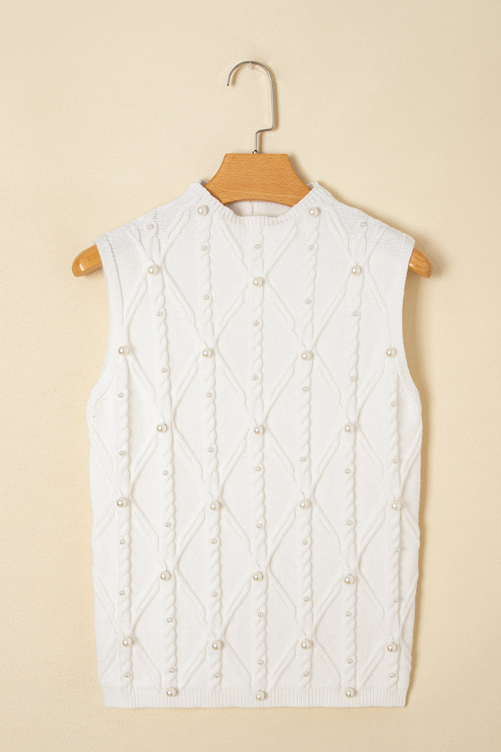 White Pearl Knit Sweater Vest