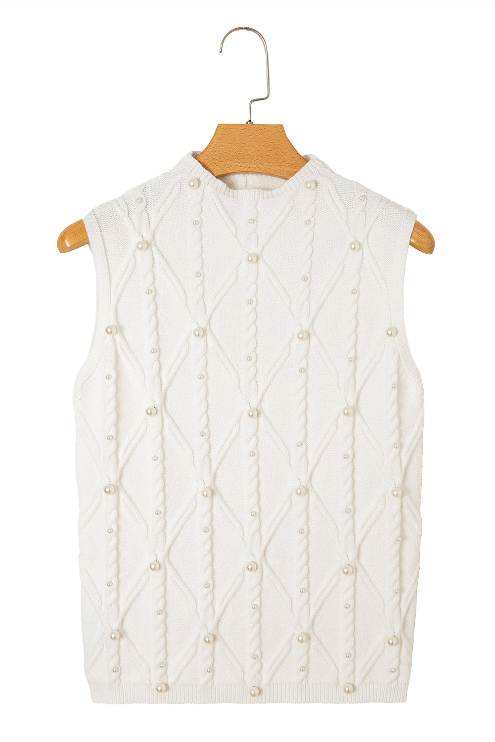 White Pearl Knit Sweater Vest