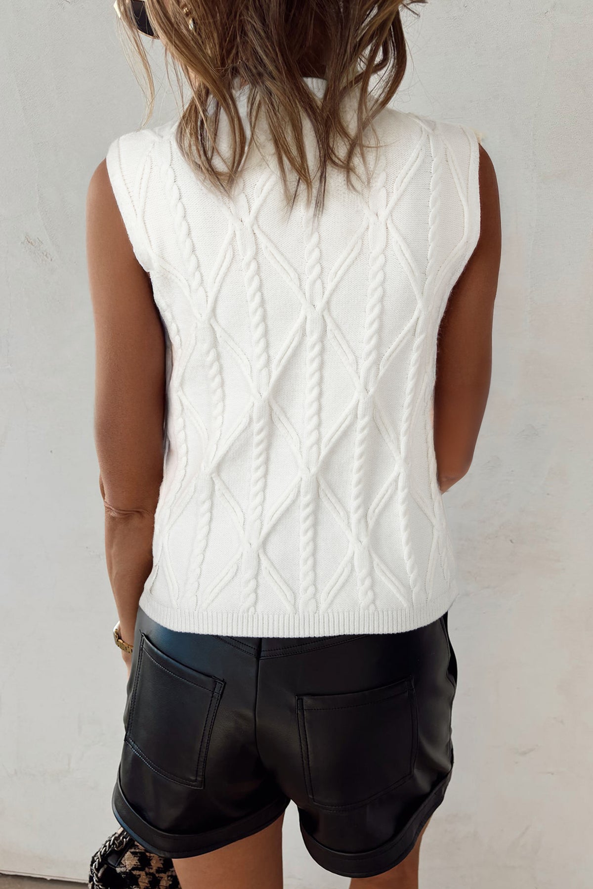 White Pearl Knit Sweater Vest